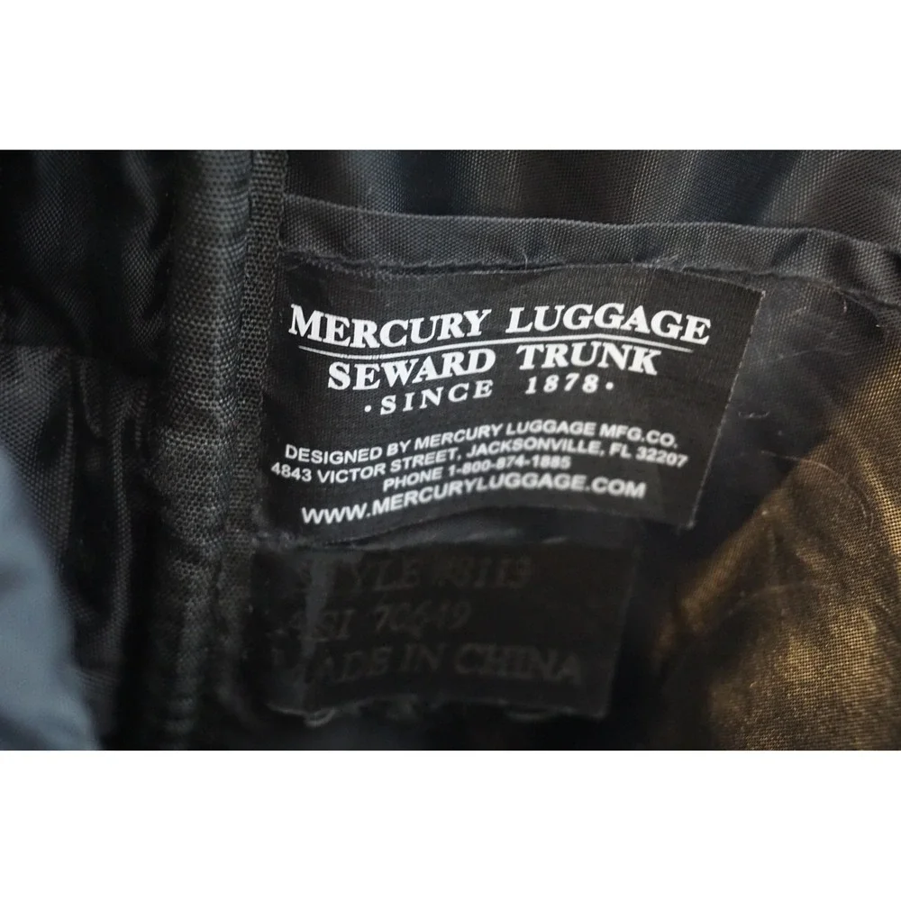 Mercury Luggage Seward Trunk Black Faux Leather Briefcase Attache Bag 8113